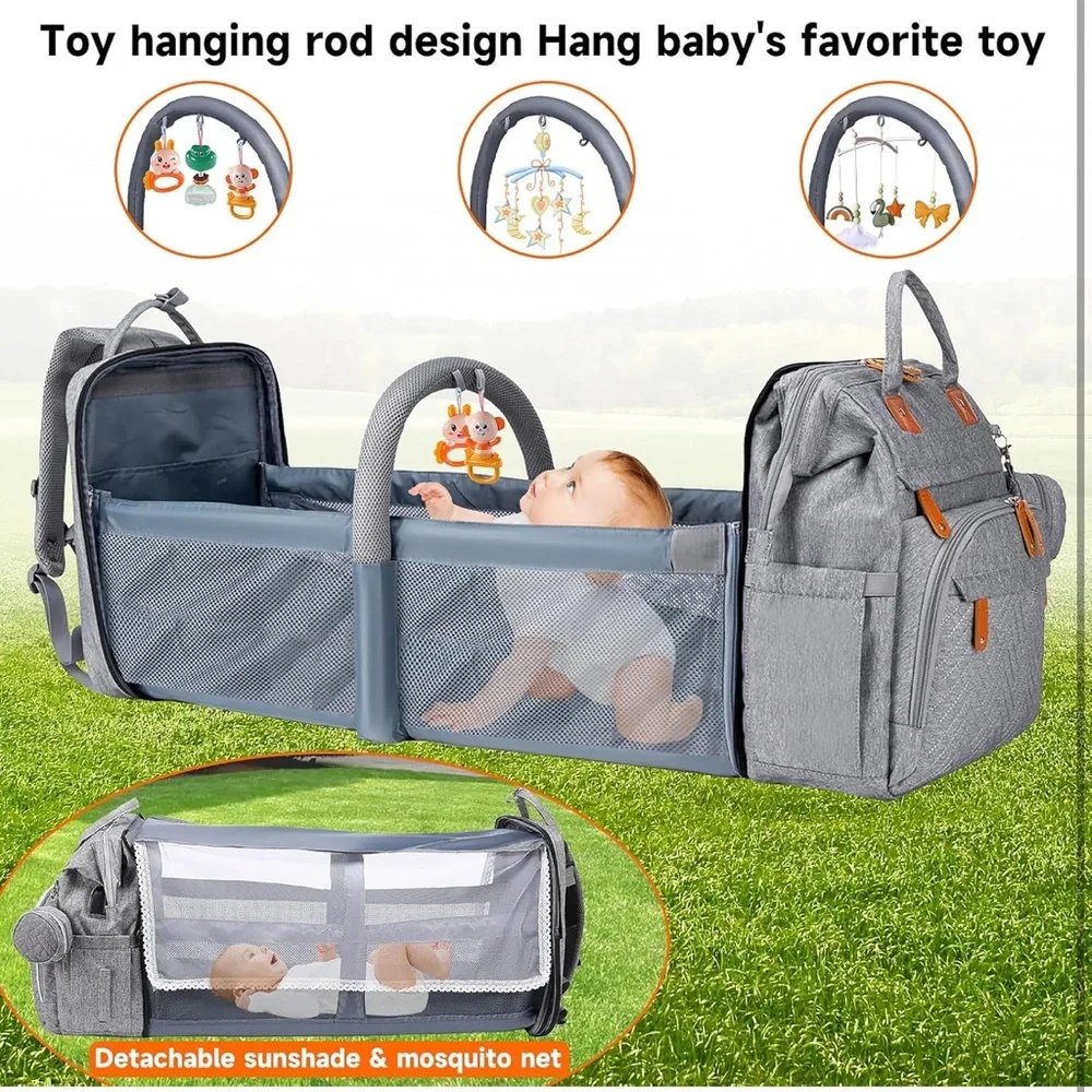 Baby‎ Diaper Bag Backpack - 7-in 1-Gray